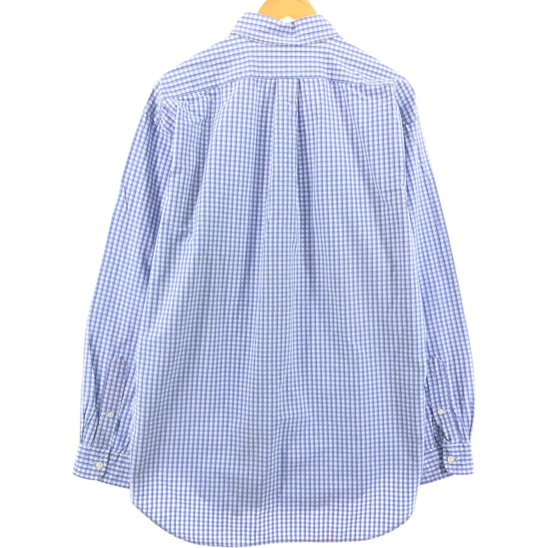 Ralph Lauren BLAKE long sleeve button down check shirt, men's size L cotton Blue type light blue Vintage Second Hand