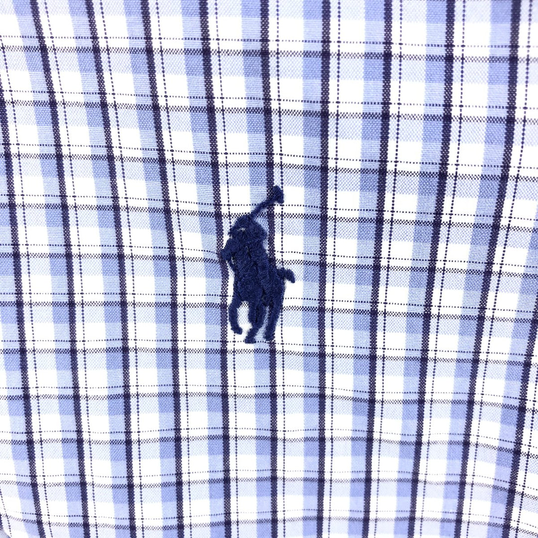 Ralph Lauren BLAKE long sleeve button down check shirt, men's size L cotton Blue type light blue Vintage Second Hand