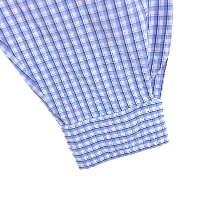 Ralph Lauren BLAKE long sleeve button down check shirt, men's size L cotton Blue type light blue Vintage Second Hand