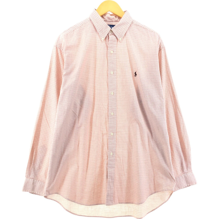 Ralph Lauren BLAKE long sleeve button down check shirt, men's size L cotton white type Vintage Second Hand