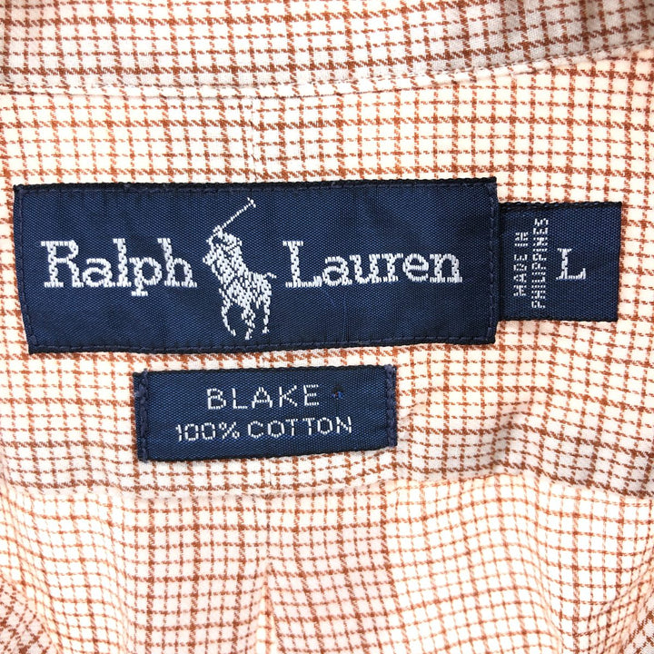 Ralph Lauren BLAKE long sleeve button down check shirt, men's size L cotton white type Vintage Second Hand