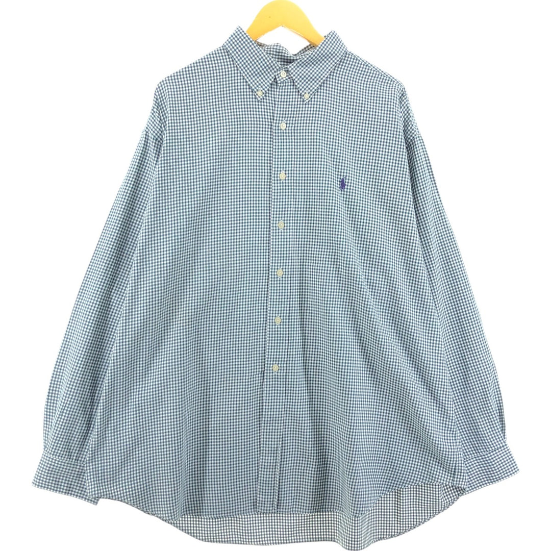 Ralph Lauren Golf Tilden Gingham Check Long Sleeve Button-Down Check Shirt Men's XL cotton Green type dark green Vintage Second Hand