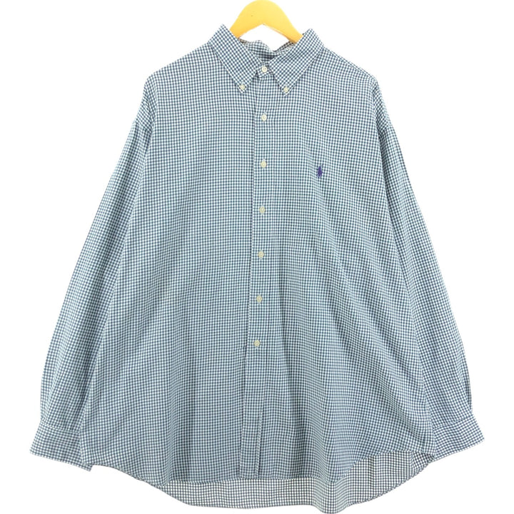 Ralph Lauren Golf Tilden Gingham Check Long Sleeve Button-Down Check Shirt Men's XL cotton Green type dark green Vintage Second Hand