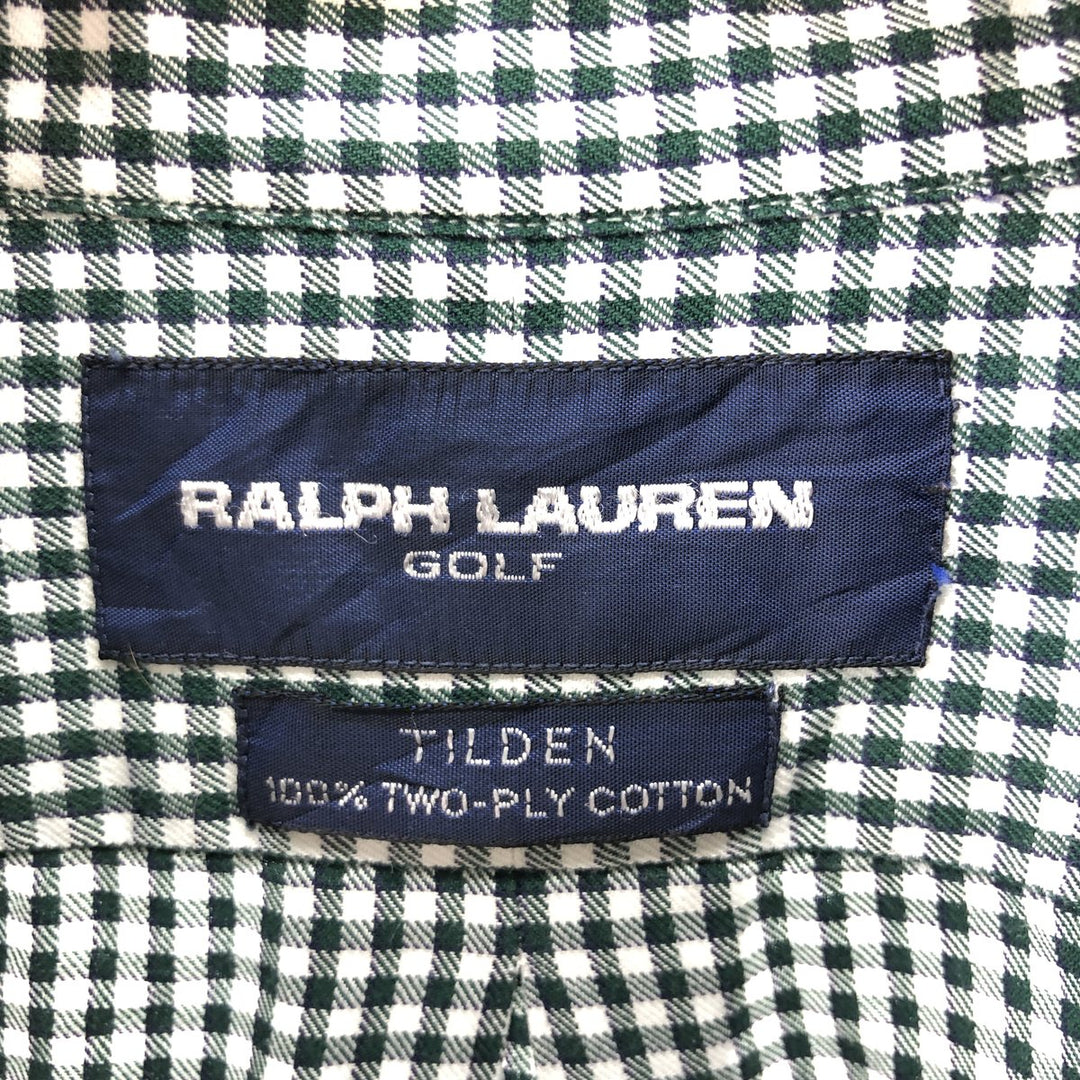 Ralph Lauren Golf Tilden Gingham Check Long Sleeve Button-Down Check Shirt Men's XL cotton Green type dark green Vintage Second Hand