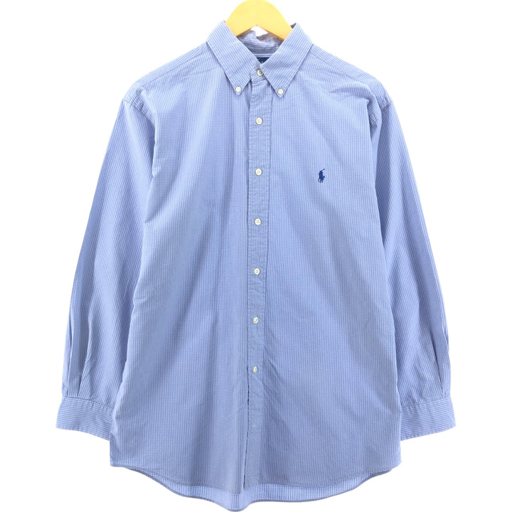 Ralph Lauren BLAKE long sleeve button down check shirt, men's XL size cotton Blue type light blue Vintage Second Hand
