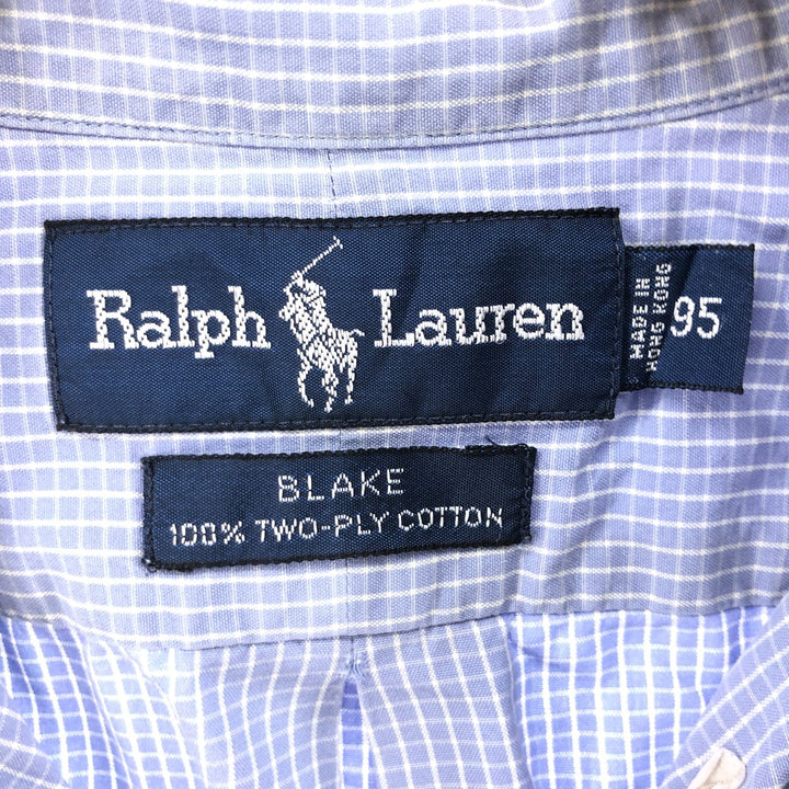 Ralph Lauren BLAKE long sleeve button down check shirt, men's XL size cotton Blue type light blue Vintage Second Hand