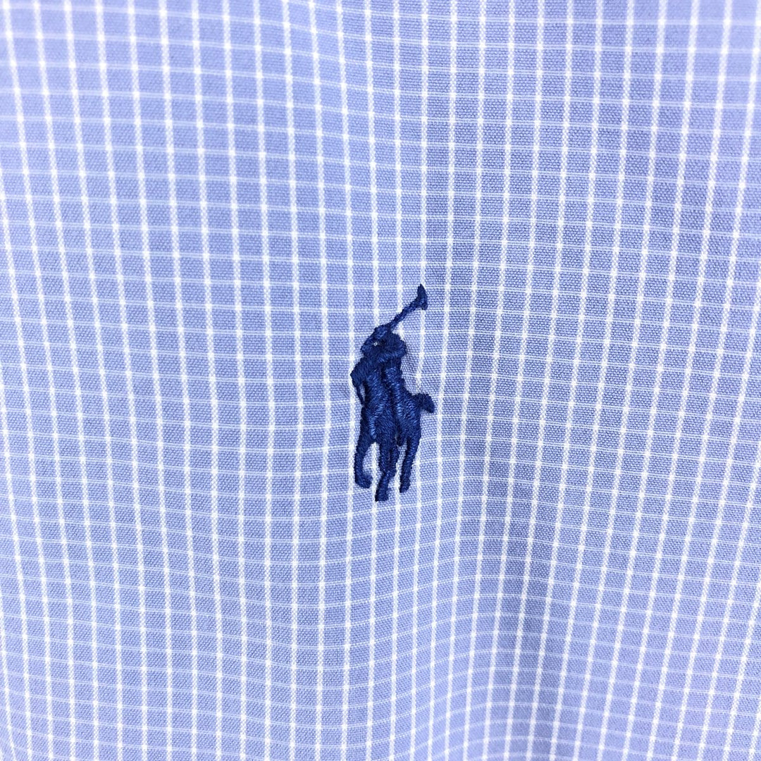 Ralph Lauren BLAKE long sleeve button down check shirt, men's XL size cotton Blue type light blue Vintage Second Hand