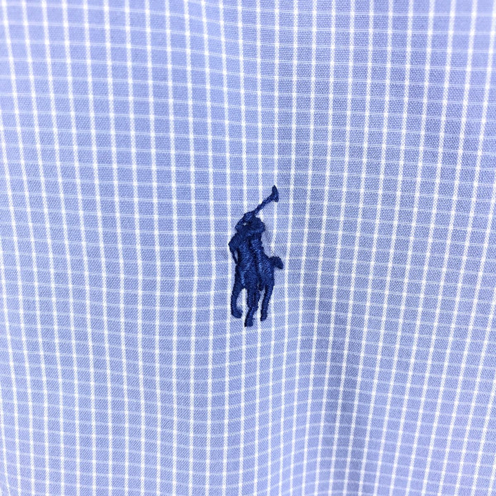 Ralph Lauren BLAKE long sleeve button down check shirt, men's XL size cotton Blue type light blue Vintage Second Hand
