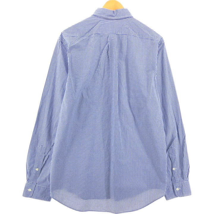 Ralph Lauren Gingham Check Long Sleeve Button-Down Check Shirt, Men's Size L cotton blue type Vintage Second Hand