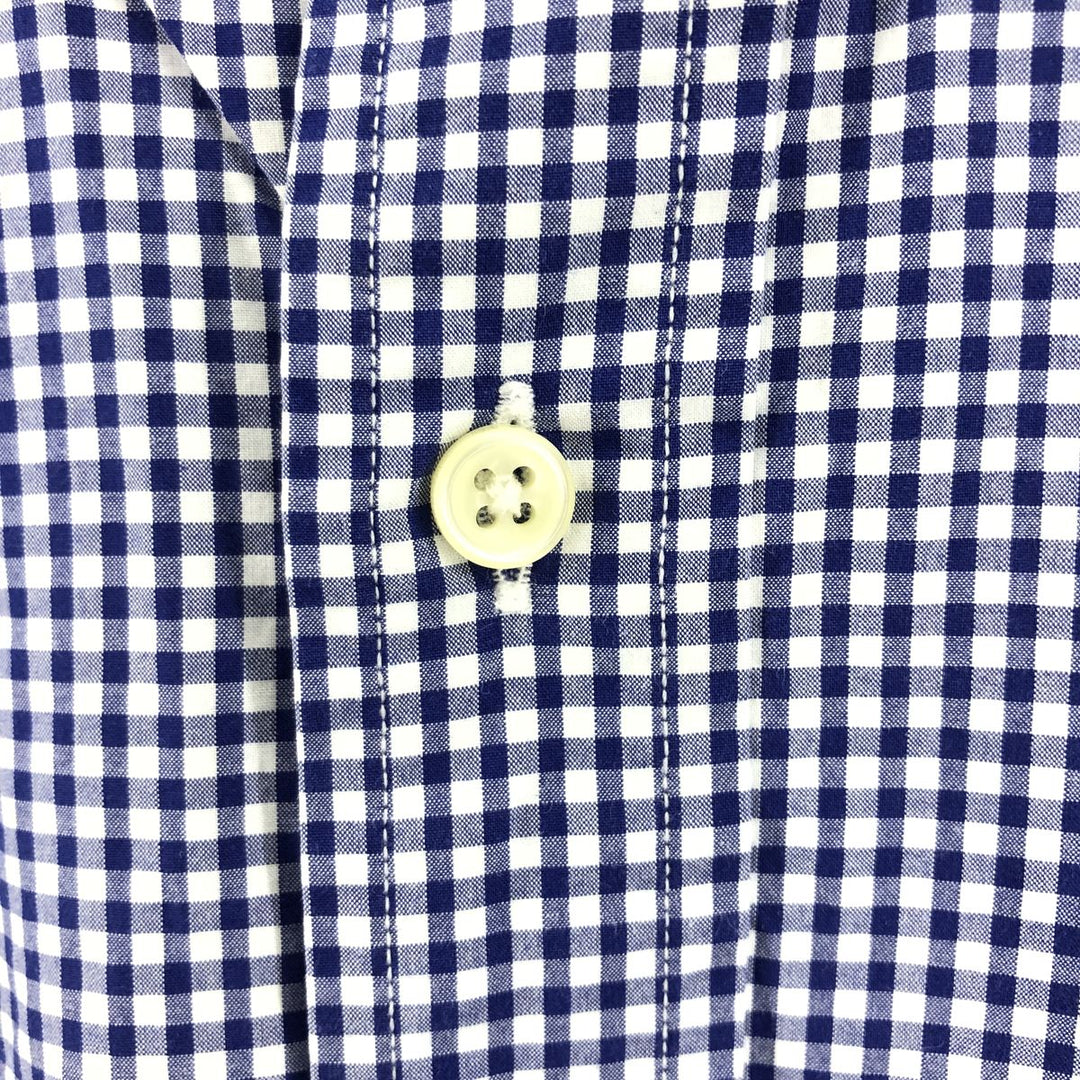 Ralph Lauren Gingham Check Long Sleeve Button-Down Check Shirt, Men's Size L cotton blue type Vintage Second Hand