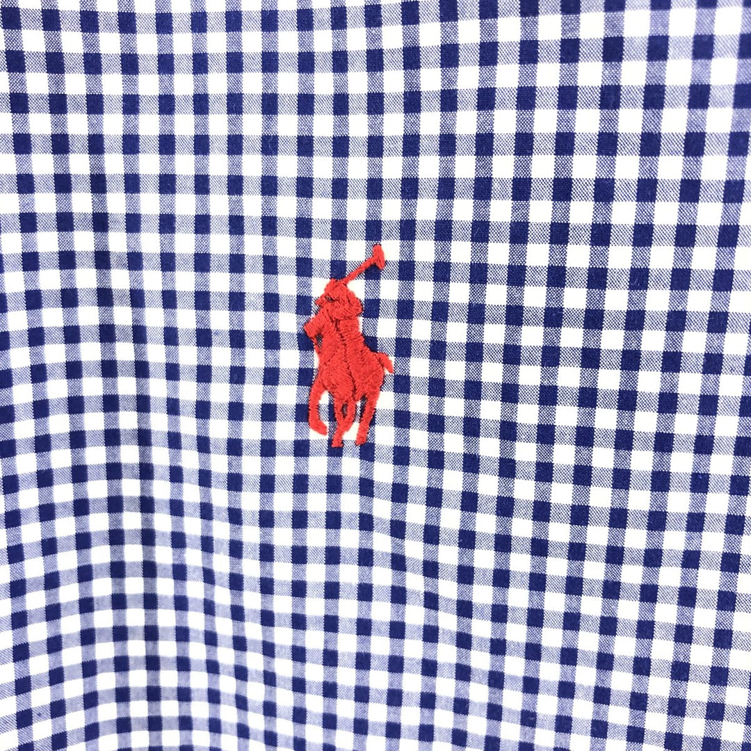 Ralph Lauren Gingham Check Long Sleeve Button-Down Check Shirt, Men's Size L cotton blue type Vintage Second Hand