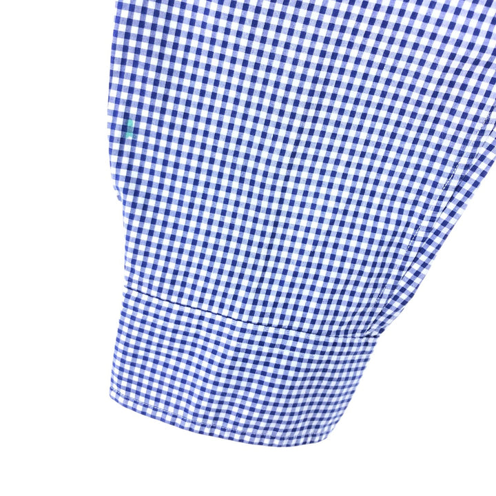 Ralph Lauren Gingham Check Long Sleeve Button-Down Check Shirt, Men's Size L cotton blue type Vintage Second Hand