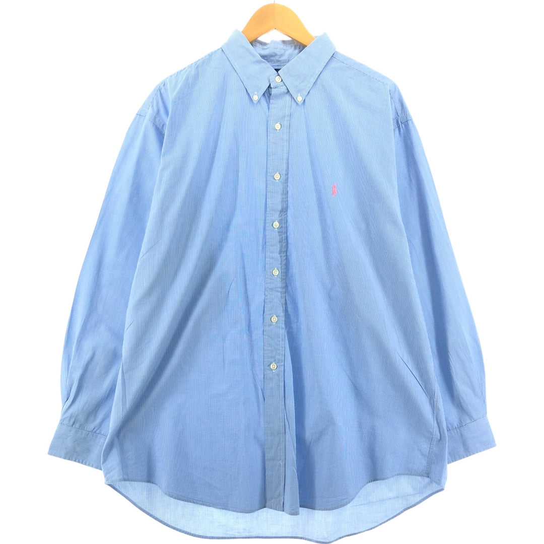 Ralph Lauren YARMOUTH Long Sleeve Button Down Check Shirt Men's XL cotton turquoise blue Vintage Second Hand