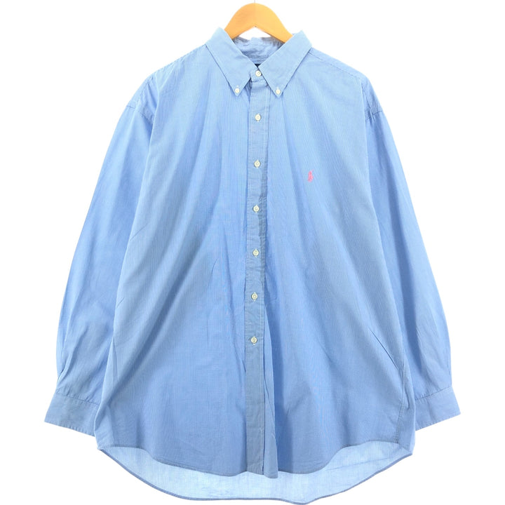 Ralph Lauren YARMOUTH Long Sleeve Button Down Check Shirt Men's XL cotton turquoise blue Vintage Second Hand