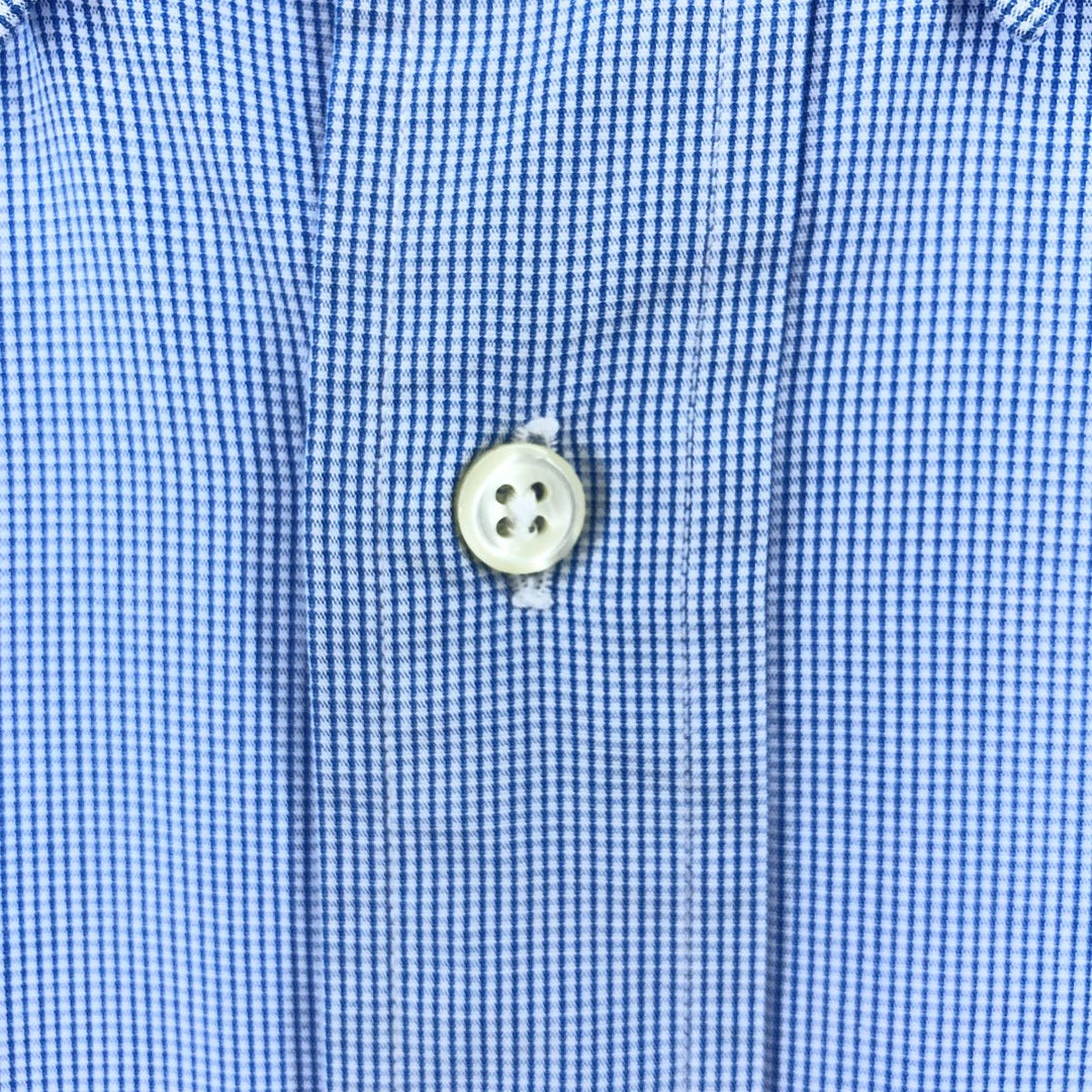 Ralph Lauren YARMOUTH Long Sleeve Button Down Check Shirt Men's XL cotton turquoise blue Vintage Second Hand