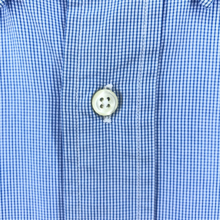 Ralph Lauren YARMOUTH Long Sleeve Button Down Check Shirt Men's XL cotton turquoise blue Vintage Second Hand