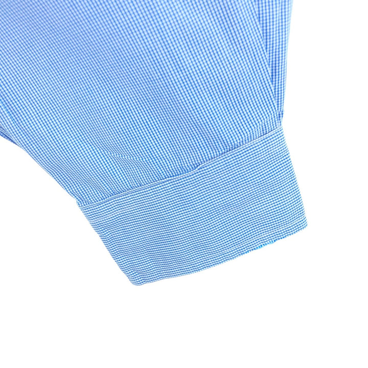 Ralph Lauren YARMOUTH Long Sleeve Button Down Check Shirt Men's XL cotton turquoise blue Vintage Second Hand