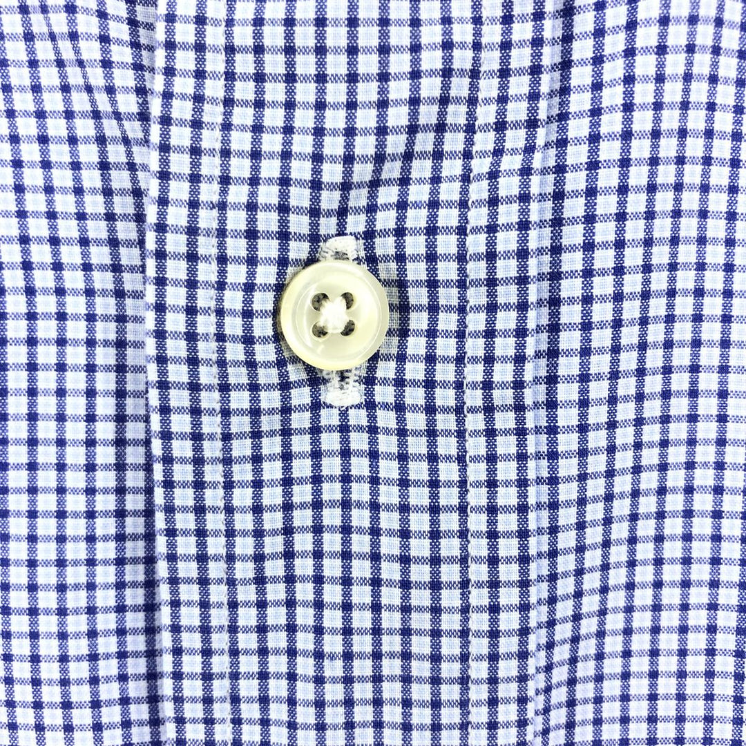 Ralph Lauren YARMOUTH Long Sleeve Button-Down Check Shirt, Men's Size L cotton Navy blue Vintage Second Hand