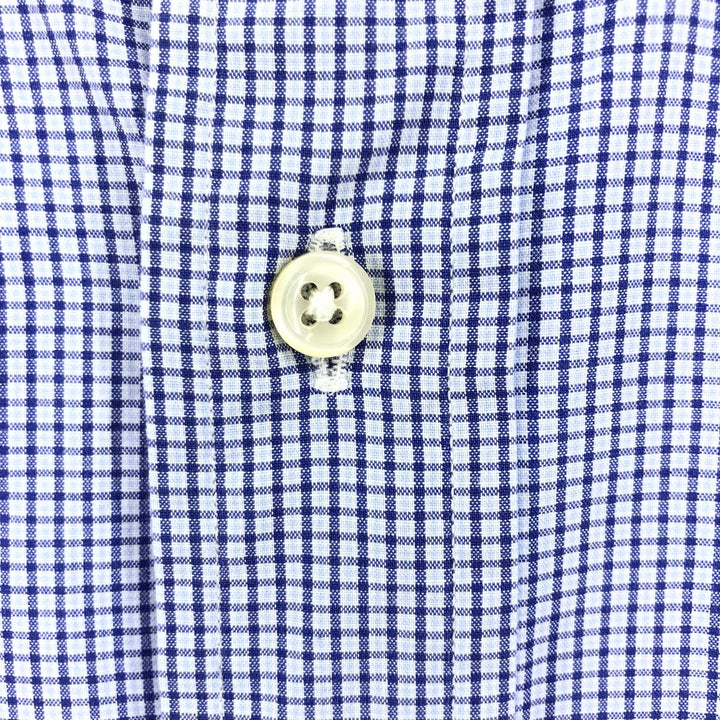 Ralph Lauren YARMOUTH Long Sleeve Button-Down Check Shirt, Men's Size L cotton Navy blue Vintage Second Hand