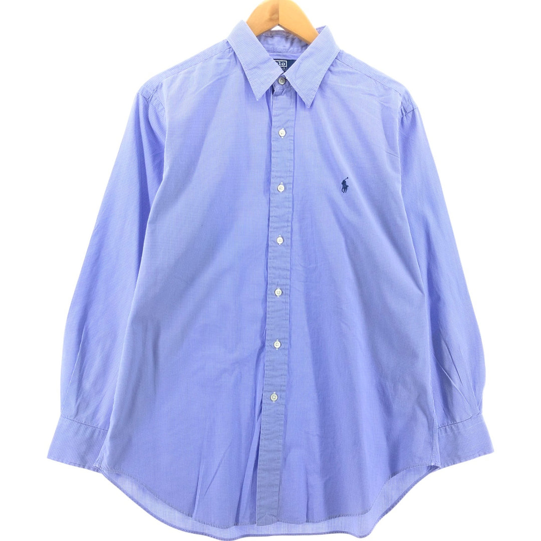 Ralph Lauren POLO by Ralph Lauren ANDREW Long Sleeve Cotton Check Shirt Men's L Regular Collar cotton Blue type light blue Vintage Second Hand