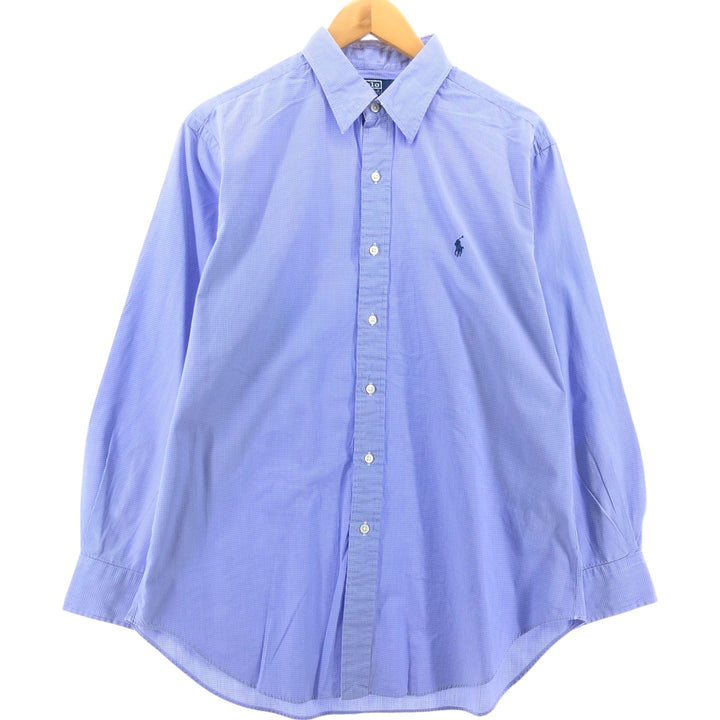 Ralph Lauren POLO by Ralph Lauren ANDREW Long Sleeve Cotton Check Shirt Men's L Regular Collar cotton Blue type light blue Vintage Second Hand