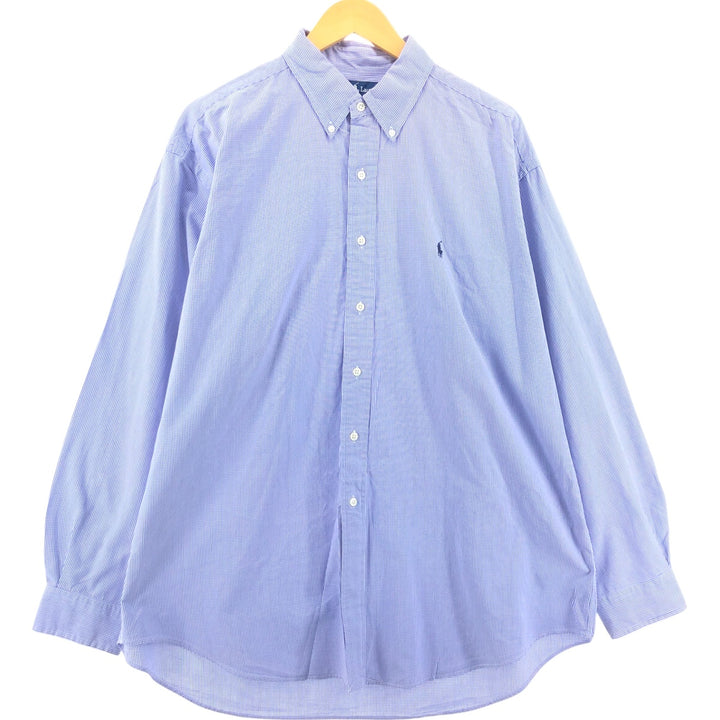 Ralph Lauren BLAKE Gingham Check Long Sleeve Button-Down Check Shirt Men's XL cotton blue type Vintage Second Hand