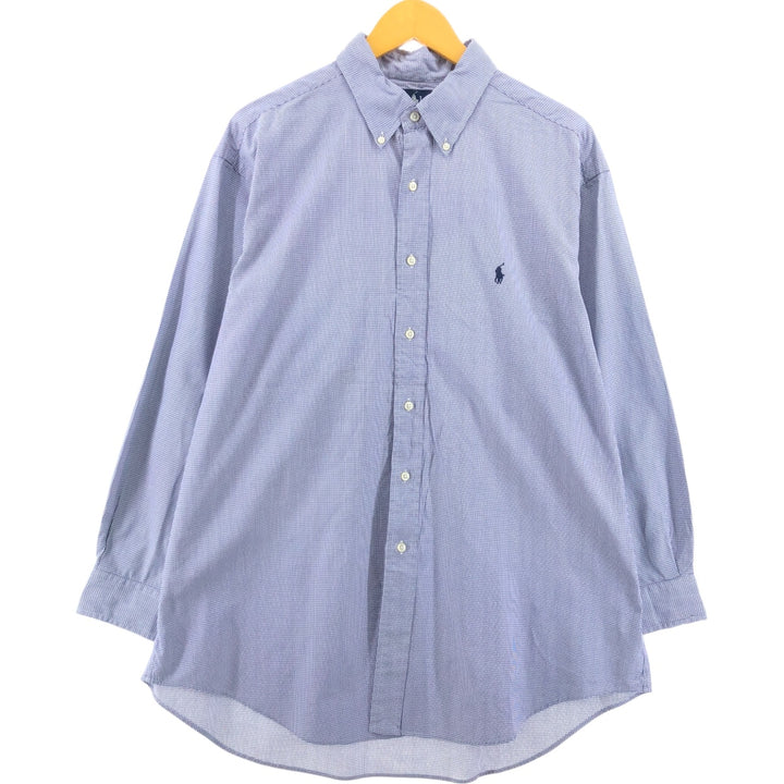 Ralph Lauren YARMOUTH Long Sleeve Button Down Check Shirt Men's XL cotton navy blue type Vintage Second Hand