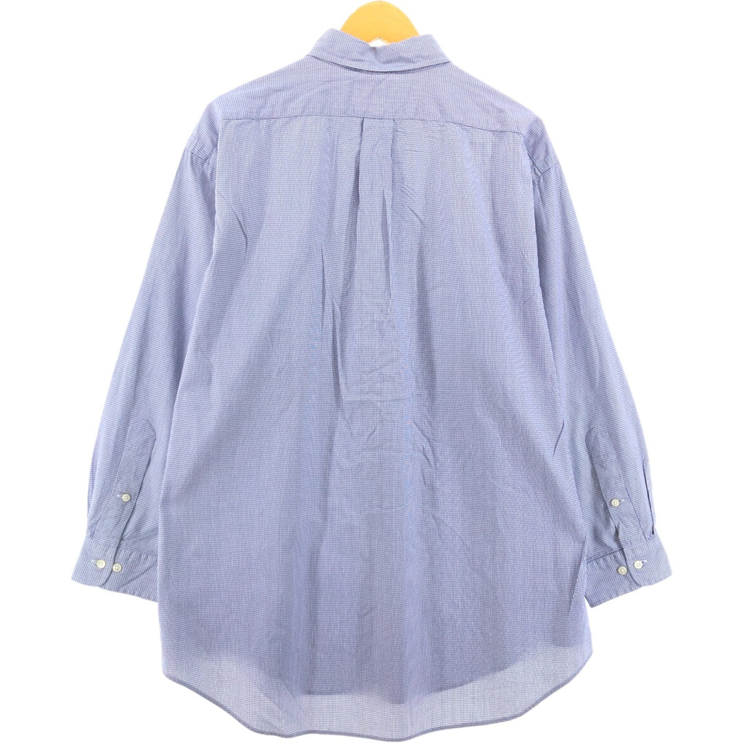 Ralph Lauren YARMOUTH Long Sleeve Button Down Check Shirt Men's XL cotton navy blue type Vintage Second Hand