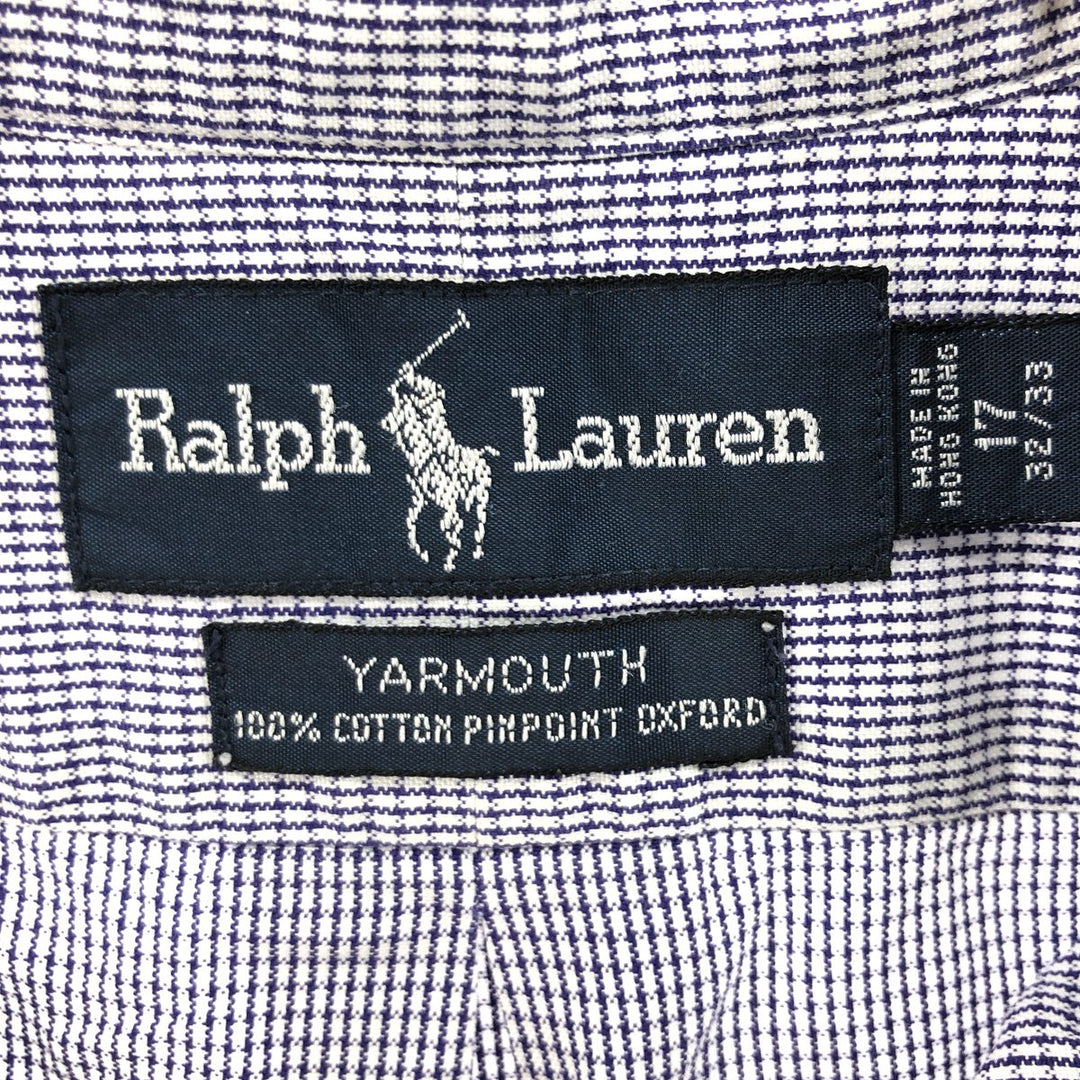 Ralph Lauren YARMOUTH Long Sleeve Button Down Check Shirt Men's XL cotton navy blue type Vintage Second Hand