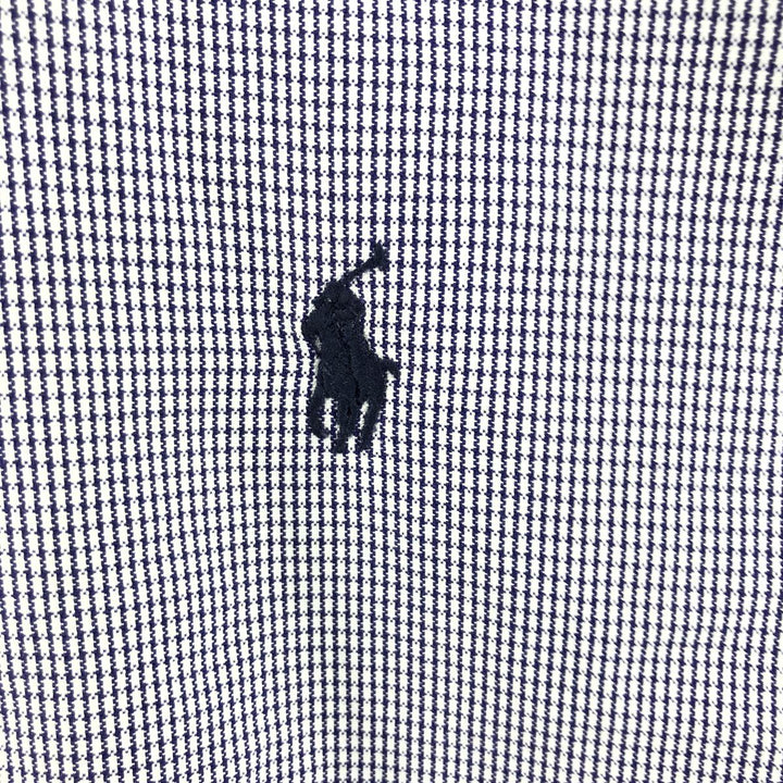 Ralph Lauren YARMOUTH Long Sleeve Button Down Check Shirt Men's XL cotton navy blue type Vintage Second Hand