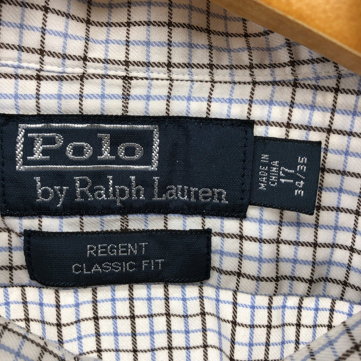 Ralph Lauren POLO by Ralph Lauren REGENT CLASSIC FIT long sleeve cotton check shirt, men's XL size cotton white type Vintage Second Hand