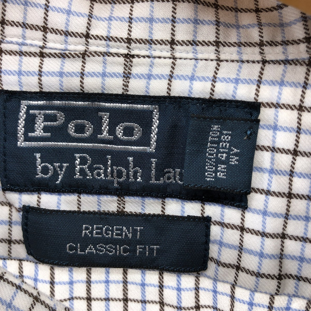 Ralph Lauren POLO by Ralph Lauren REGENT CLASSIC FIT long sleeve cotton check shirt, men's XL size cotton white type Vintage Second Hand