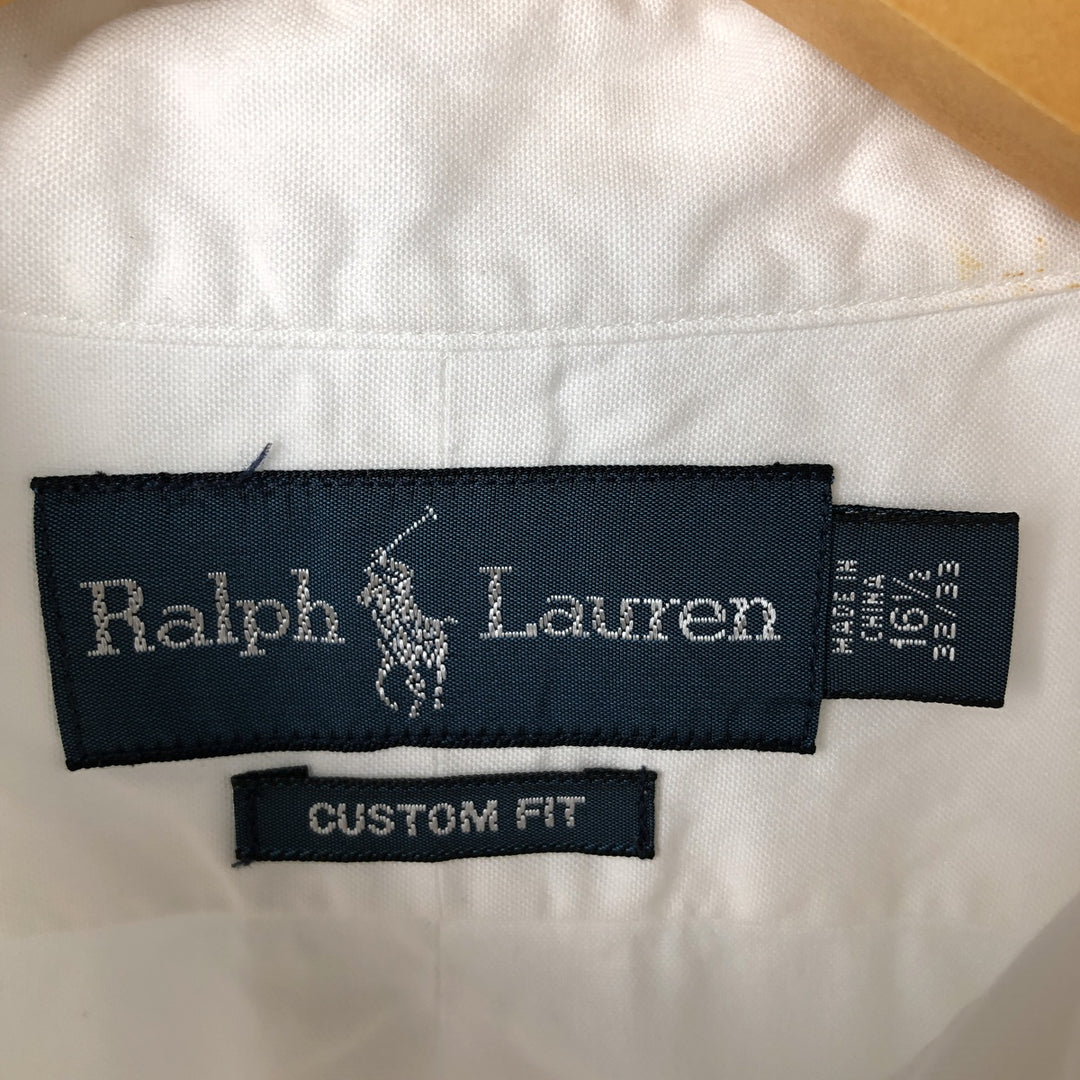 Ralph Lauren CUSTOM FIT long sleeve button down shirt, men's size L cotton white type Vintage Second Hand