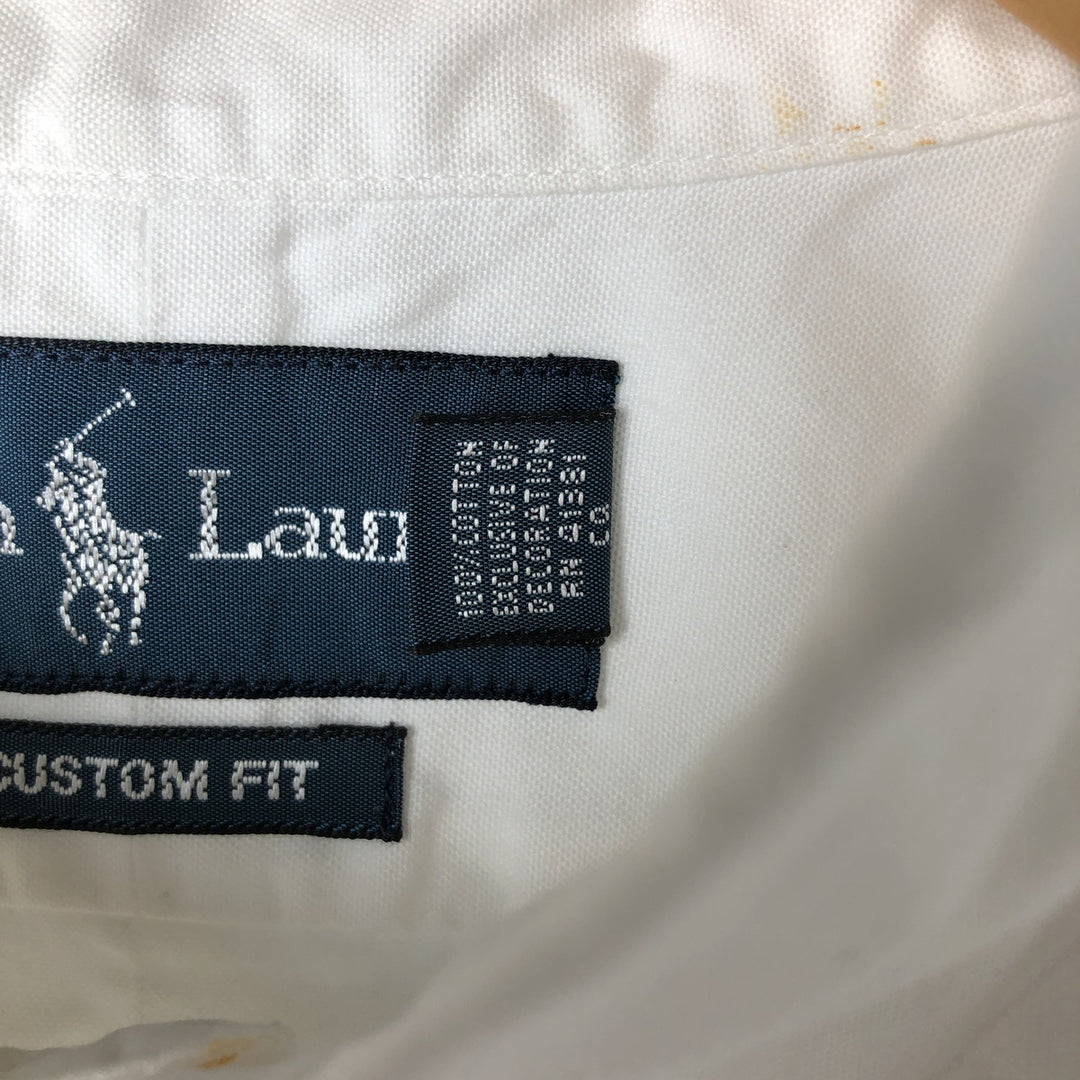 Ralph Lauren CUSTOM FIT long sleeve button down shirt, men's size L cotton white type Vintage Second Hand