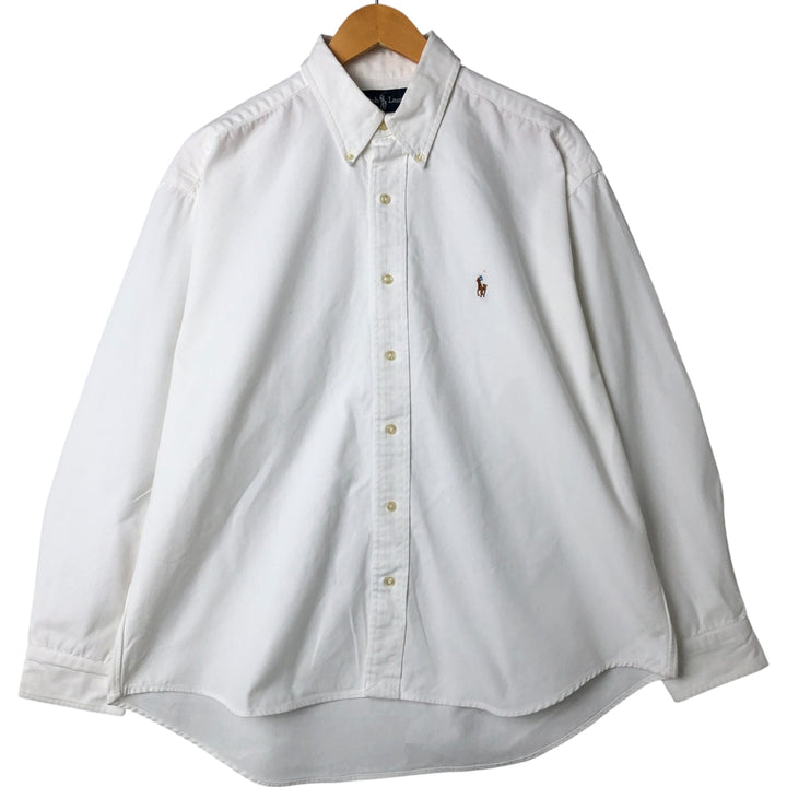 Ralph Lauren YARMOUTH long sleeve button down shirt, men's size L cotton white type Vintage Second Hand
