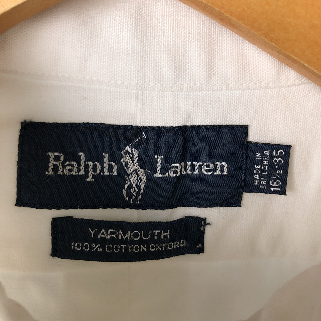 Ralph Lauren YARMOUTH long sleeve button down shirt, men's size L cotton white type Vintage Second Hand