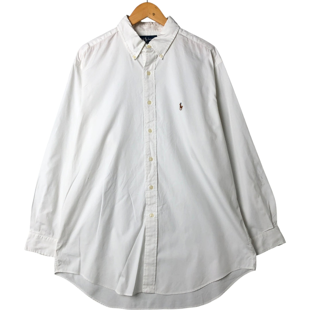 Ralph Lauren YARMOUTH long sleeve button down shirt, men's size L cotton white type Vintage Second Hand