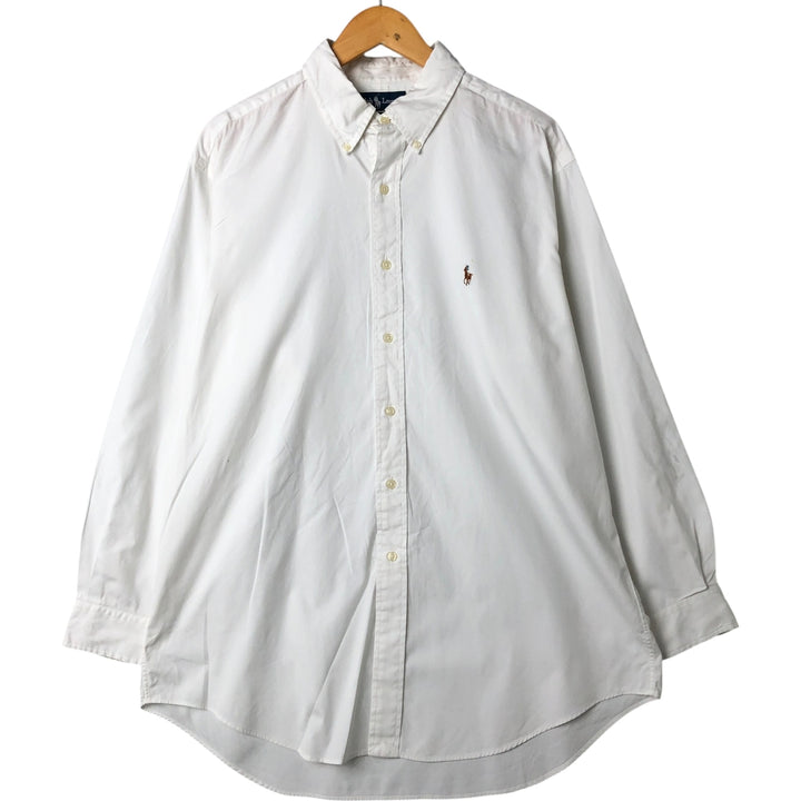 Ralph Lauren YARMOUTH long sleeve button down shirt, men's size L cotton white type Vintage Second Hand