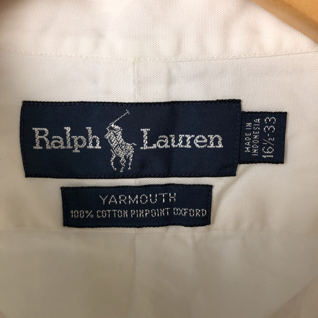 Ralph Lauren YARMOUTH long sleeve button down shirt, men's size L cotton white type Vintage Second Hand