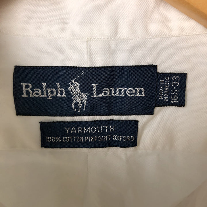 Ralph Lauren YARMOUTH long sleeve button down shirt, men's size L cotton white type Vintage Second Hand