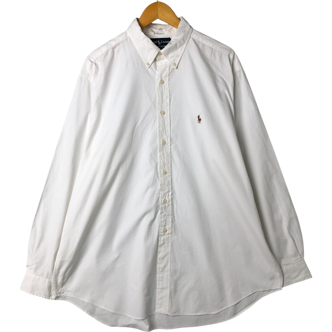 Ralph Lauren YARMOUTH long sleeve button down shirt, men's XL size cotton white type Vintage Second Hand