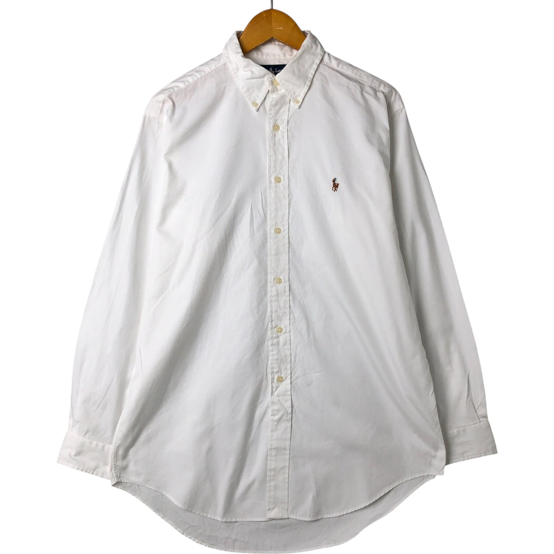 Ralph Lauren YARMOUTH long sleeve button down shirt, men's size M cotton white type Vintage Second Hand