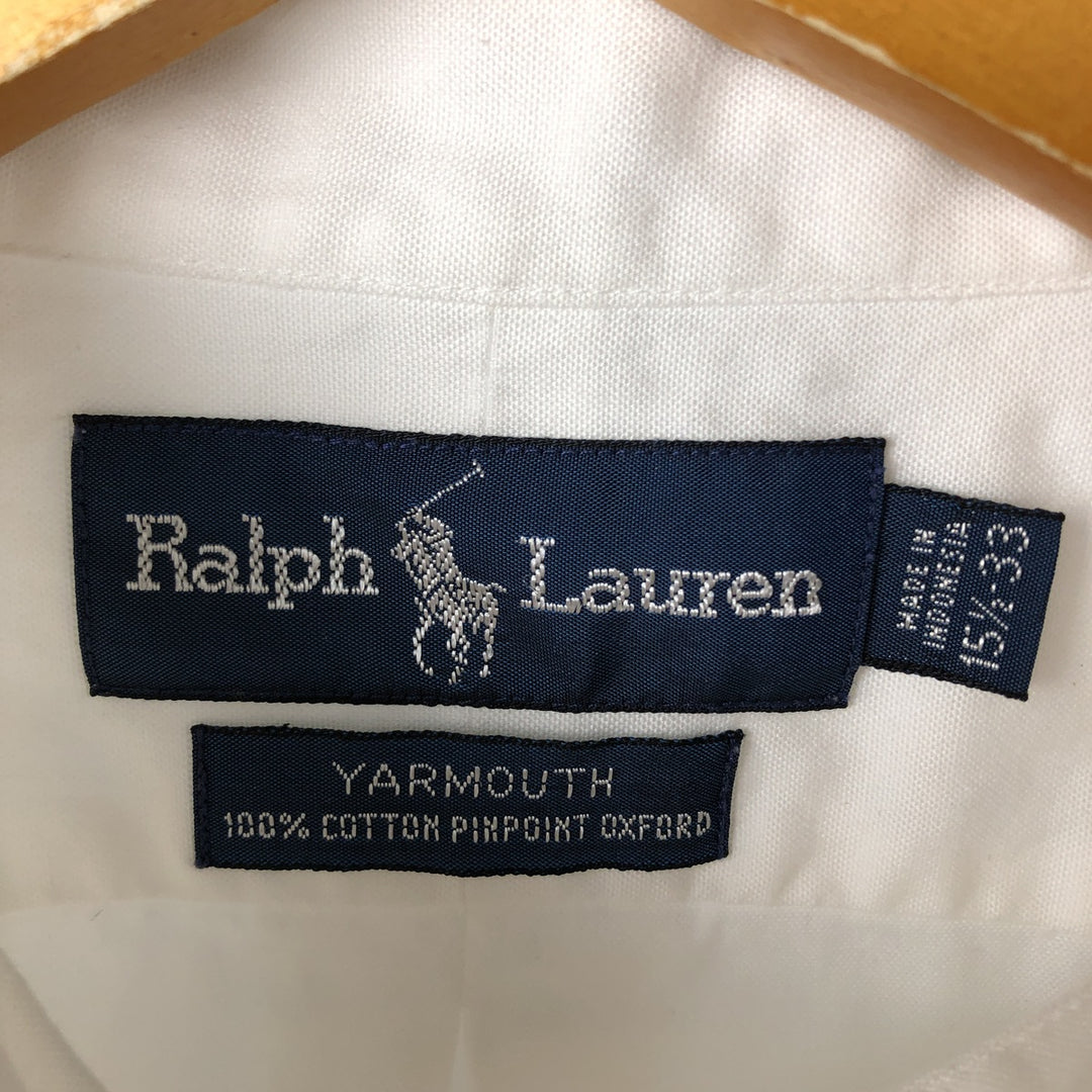 Ralph Lauren YARMOUTH long sleeve button down shirt, men's size M cotton white type Vintage Second Hand