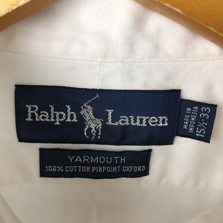 Ralph Lauren YARMOUTH long sleeve button down shirt, men's size M cotton white type Vintage Second Hand