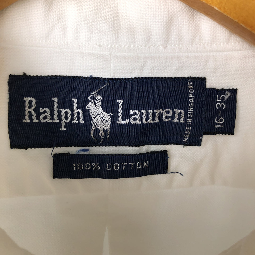 Ralph Lauren long sleeve button down shirt, men's size L cotton white type Vintage Second Hand