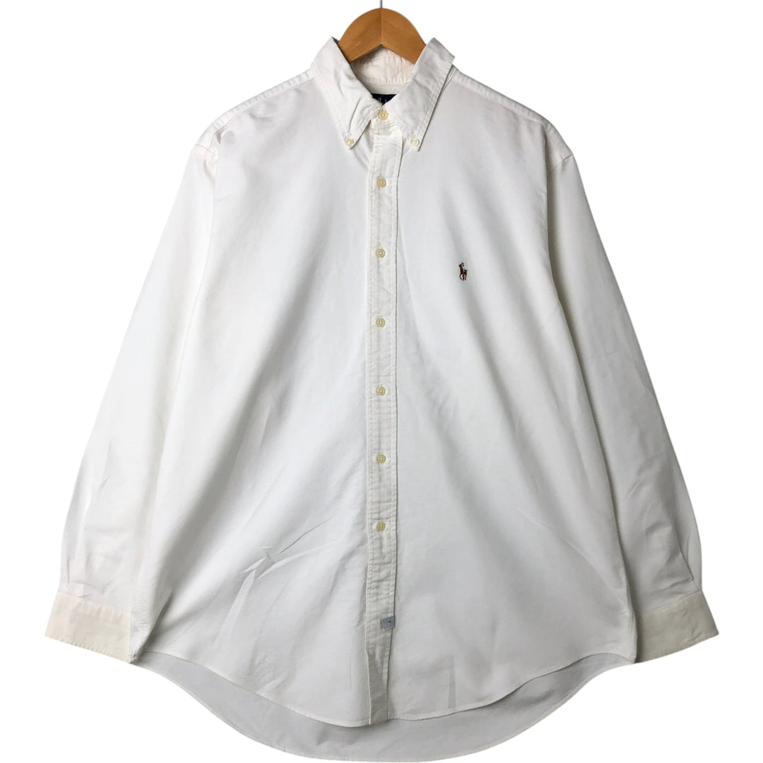 Ralph Lauren YARMOUTH long sleeve button down shirt, men's size L cotton white type Vintage Second Hand