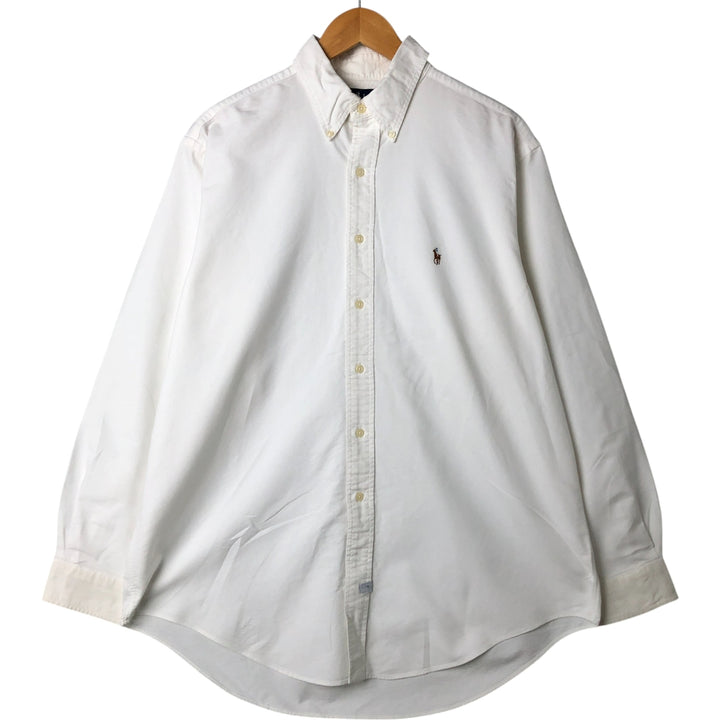 Ralph Lauren YARMOUTH long sleeve button down shirt, men's size L cotton white type Vintage Second Hand