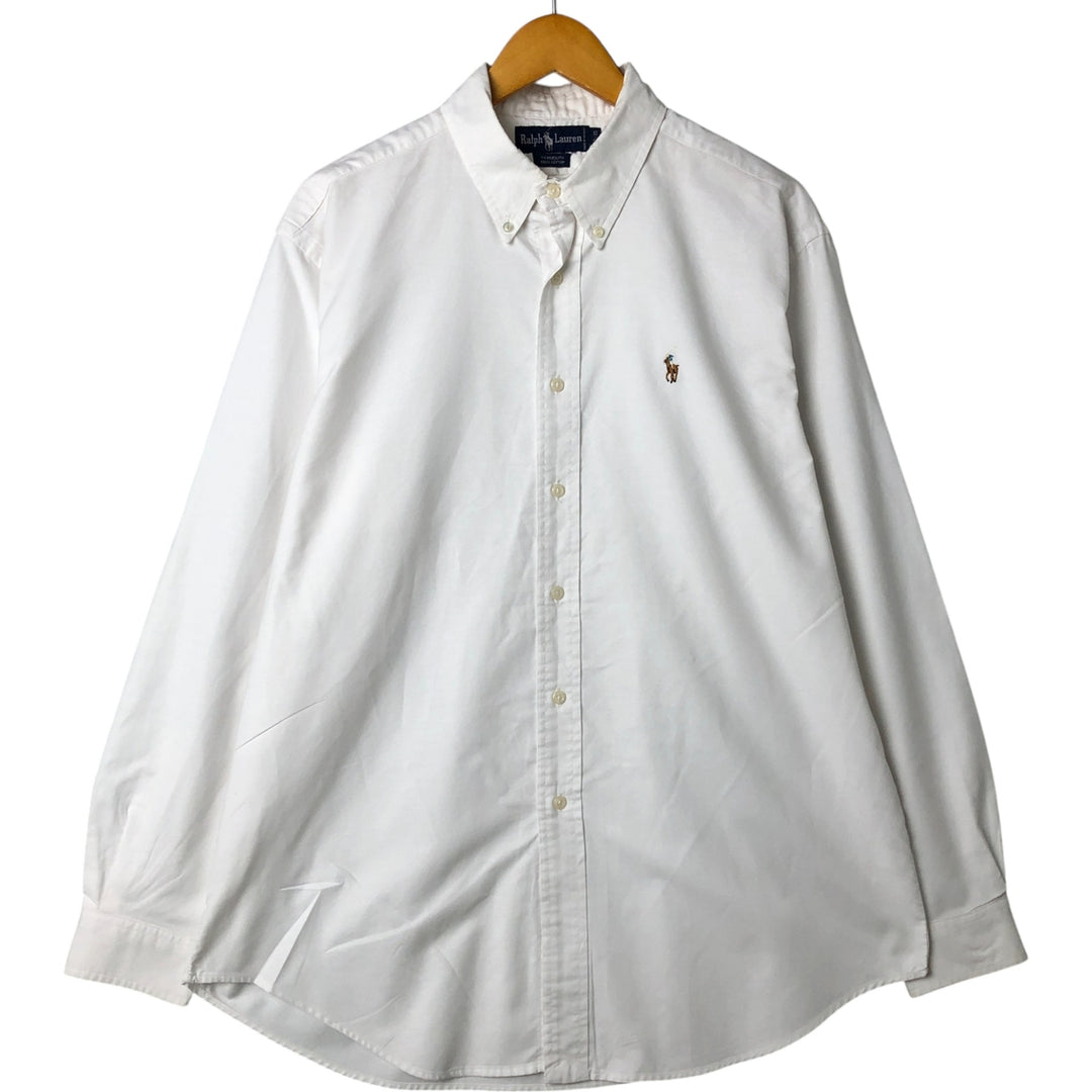Ralph Lauren YARMOUTH long sleeve button down shirt, men's XL size cotton white type Vintage Second Hand