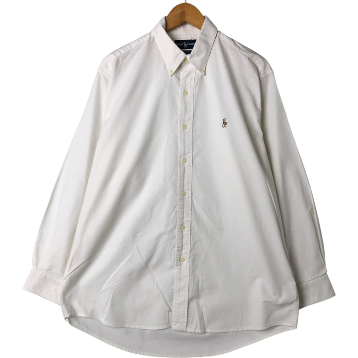 Ralph Lauren YARMOUTH long sleeve button down shirt, men's size L cotton white type Vintage Second Hand