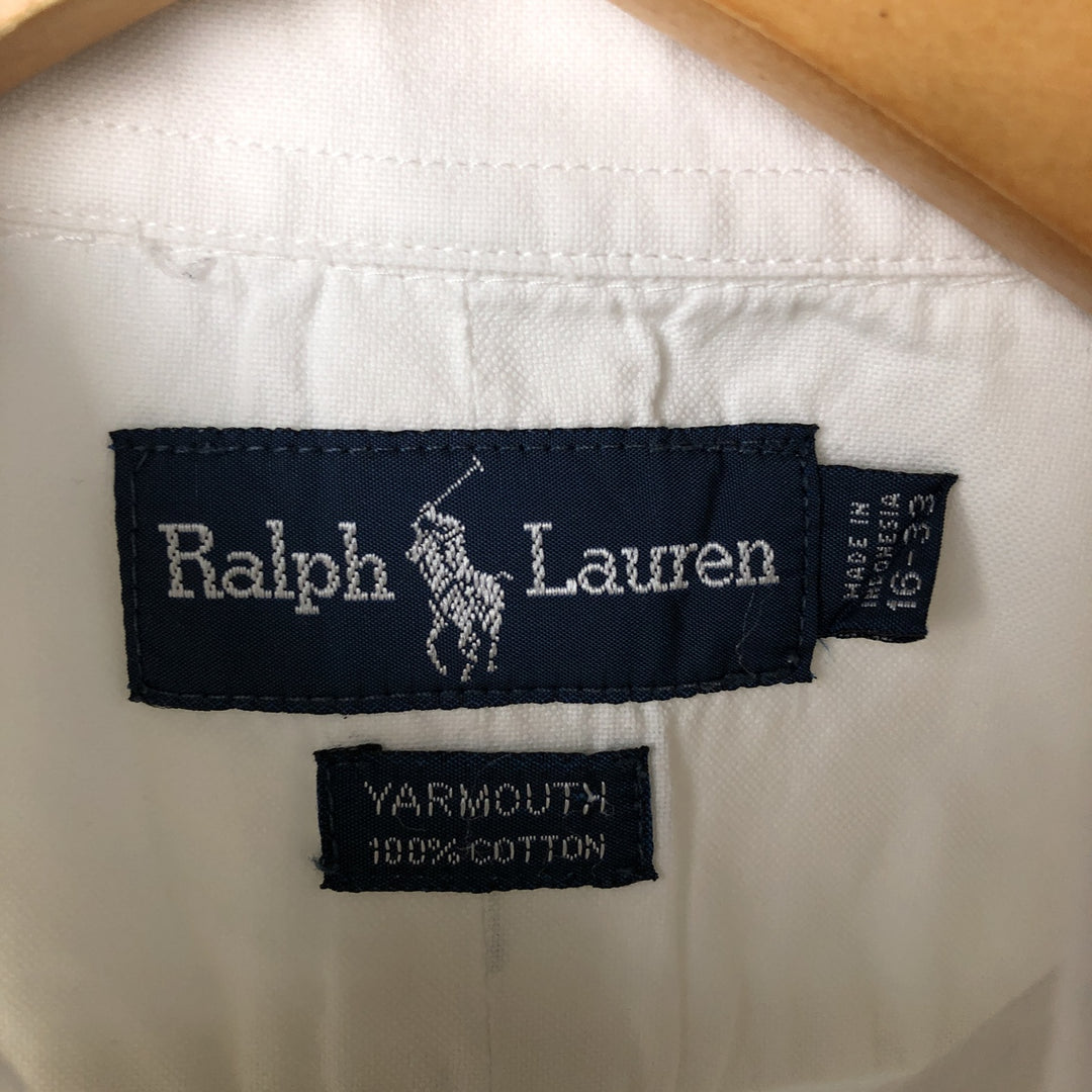 Ralph Lauren YARMOUTH long sleeve button down shirt, men's size L cotton white type Vintage Second Hand